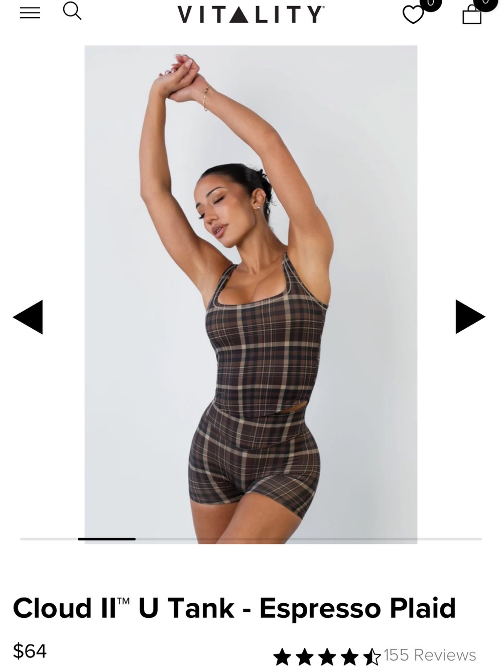 Vitality | Cloud II U Tank | Espresso Plaid